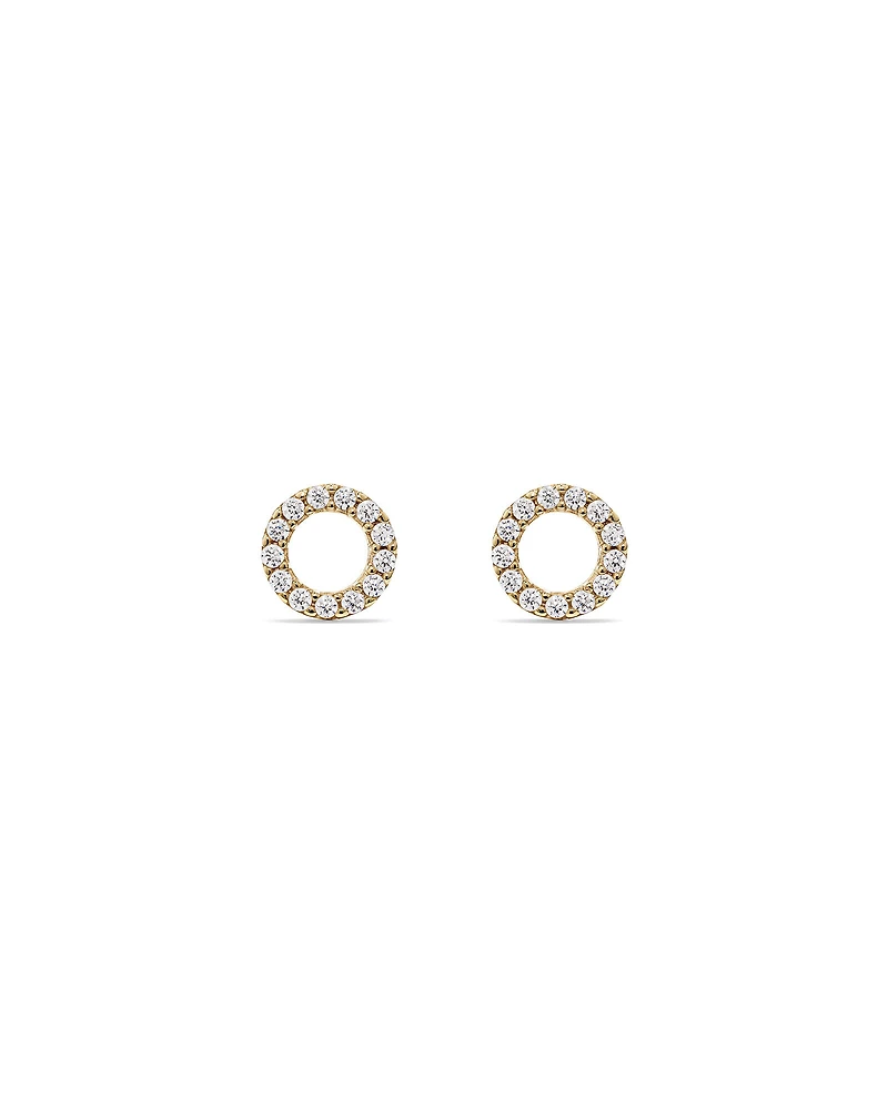 Cubic Zirconia Open Circle Stud Earrings in 10kt Yellow Gold