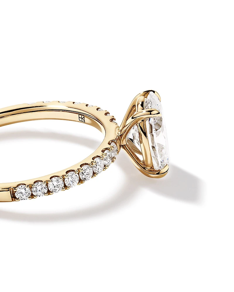 1.81 Carat TW Oval Lab-Grown Diamond Side Accent Engagement Ring in 14kt Yellow Gold