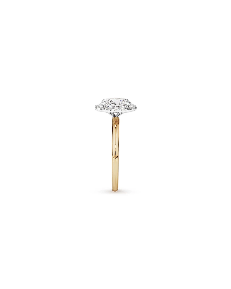 1.46 Carat TW Oval Cut Laboratory-Grown Diamond Halo Engagement Ring in 14kt Rose and White Gold