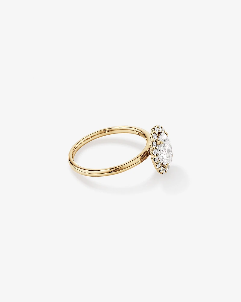 1.46 Carat TW Oval Cut Laboratory-Grown Diamond Halo Engagement Ring in 14kt Rose and White Gold