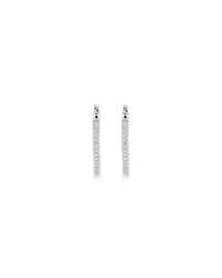 Full Pavé Set Cubic Zirconia Hoop Earrings in Sterling Silver