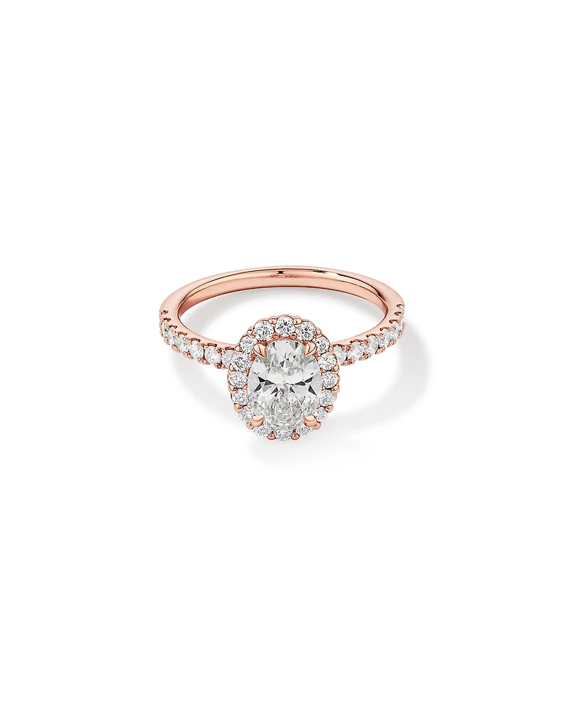 1.78 Carat TW Oval Laboratory-Grown Diamond Halo Engagement Ring in 14kt White Gold