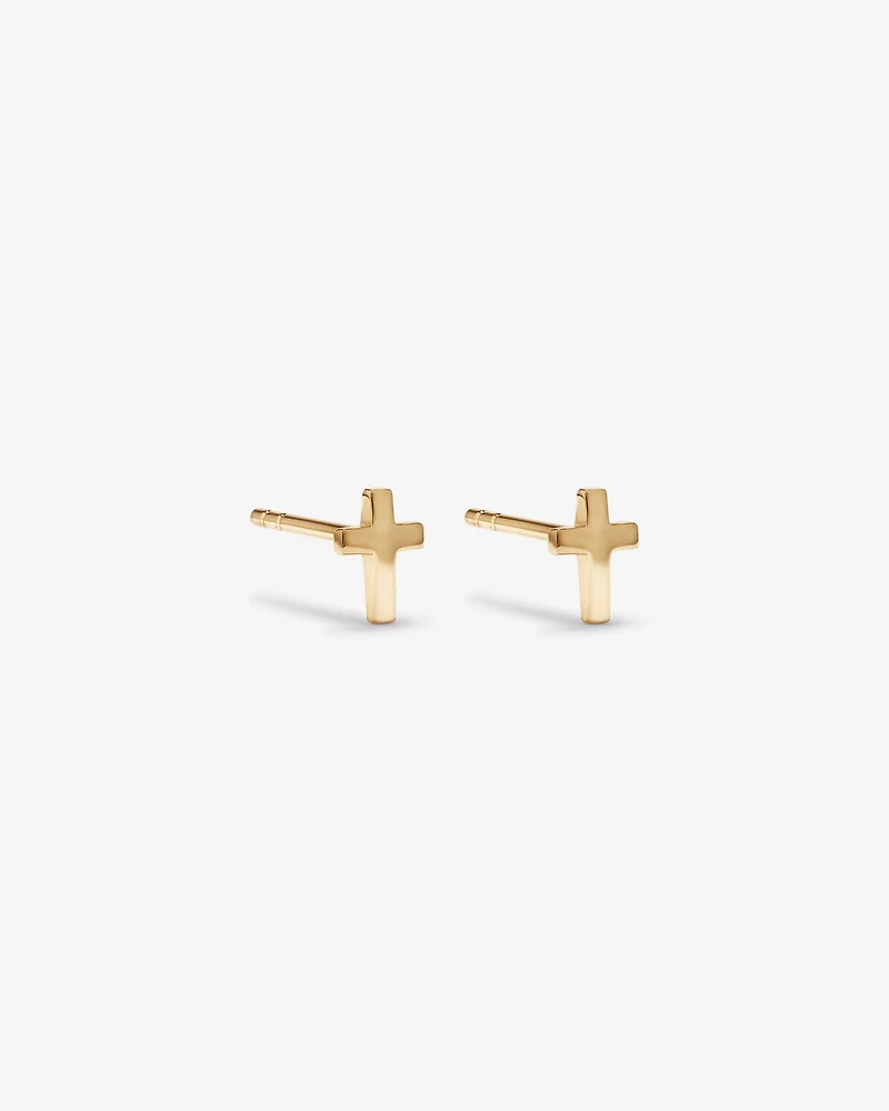 Cross Stud Earrings in 10kt Yellow Gold