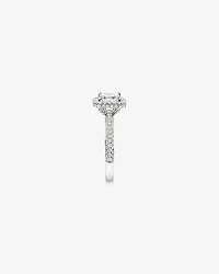 1.65 Carat TW Emerald Cut Diamond Pave Halo Engagement Ring in Platinum
