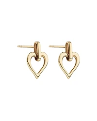 Open Heart Drop Stud Earrings in 10kt Yellow Gold