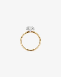 Bague De Fiançailles Halo En Diamant De Laboratoire Taille Émeraude De 1,46 Carat Poids Total En Or Jaune Et Blanc 14 Carats