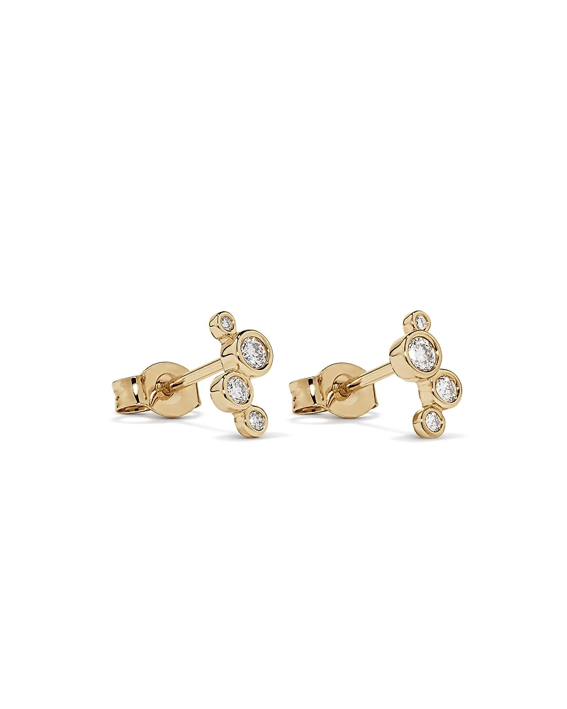 Boucles d’oreilles rondes TW à lunette graduée brillante de 0,15 carat en or jaune 10 carats