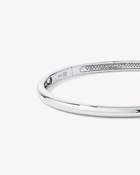 Pave Cubic Zirconia Hinge Bangle in Sterling Silver