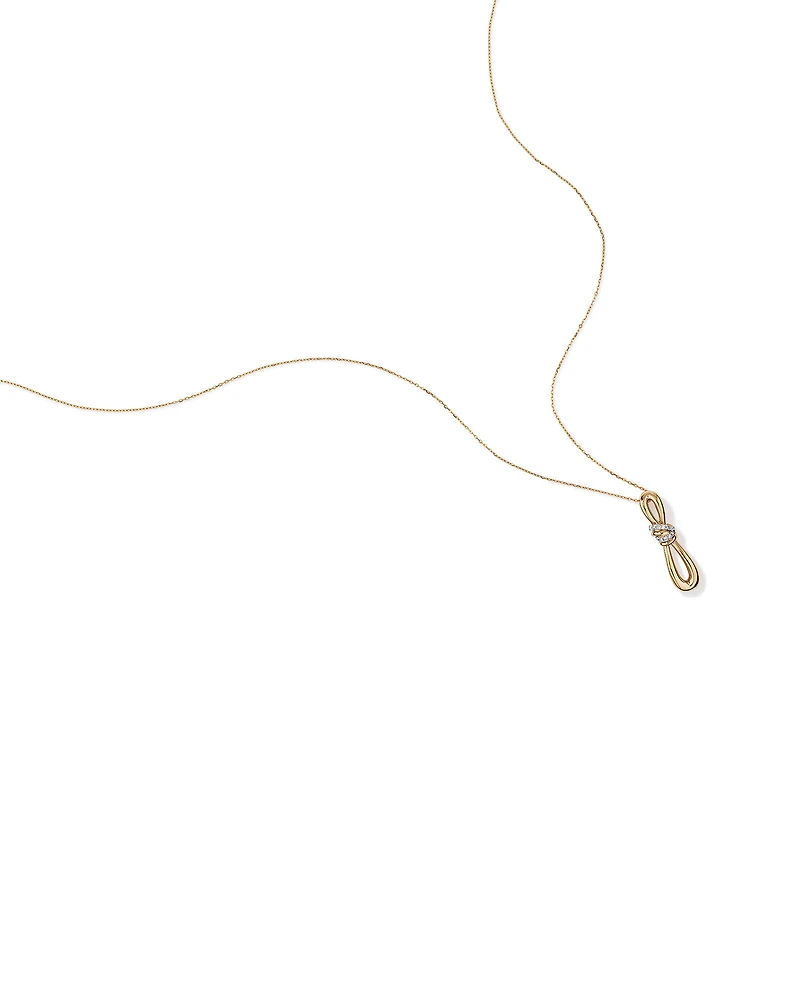 Pendentif à nœuds de diamants TW de 0,07 carat en or jaune 10 carats