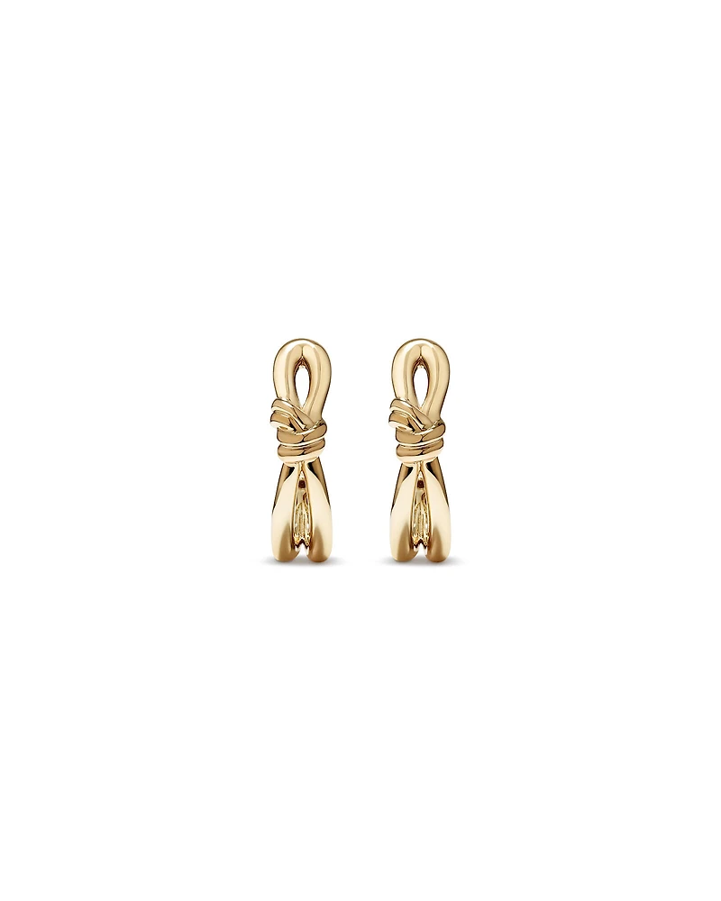 Knot Half Hoop Stud Earrings in 10kt Yellow Gold