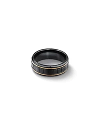 Square Texture Ring Black Titanium with 10kt Yellow Gold Inlays