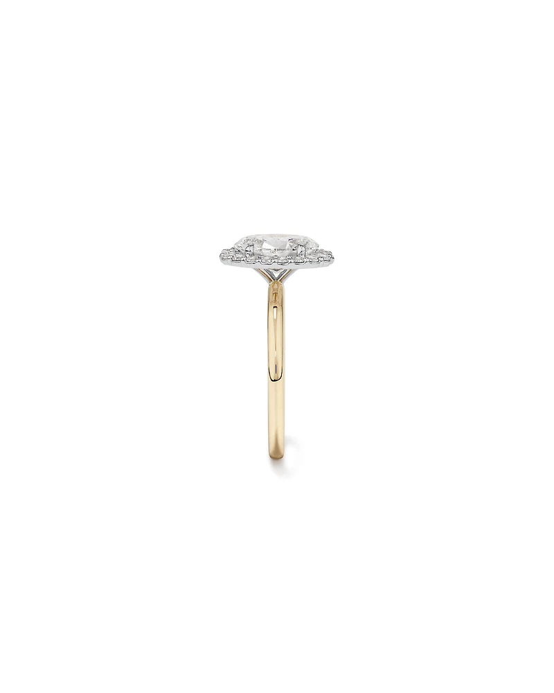 2.34 Carat TW Oval Cut Laboratory-Grown Diamond Halo Engagement Ring in 14kt Yellow and White Gold