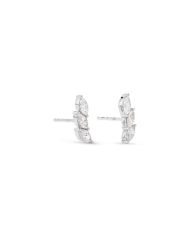 0.96 Carat TW Floret Laboratory-Grown Diamond Climber Earrings in 10kt White Gold