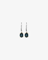 Earrings with London Blue Topaz in Sterling Silver and 10kt Yellow Gold