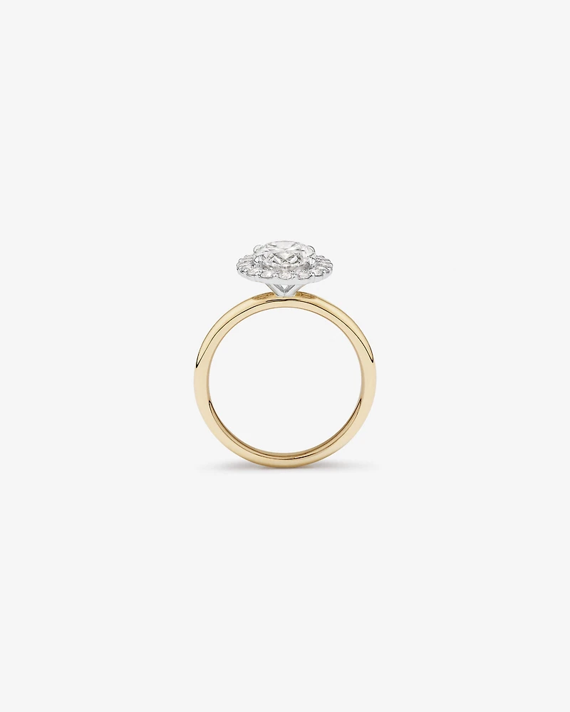 2.34 Carat TW Oval Cut Laboratory-Grown Diamond Halo Engagement Ring in 14kt Yellow and White Gold