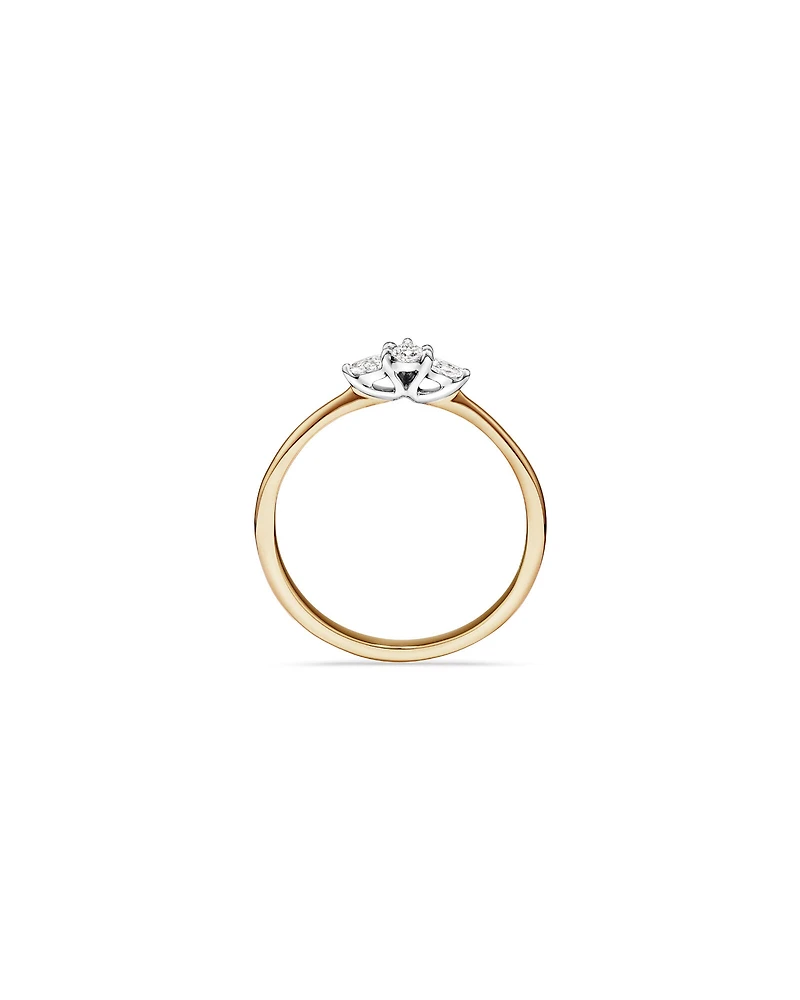 0.15 Carat TW Three Stone Pear Cut Diamond Promise Ring in 10kt Yellow and White Gold