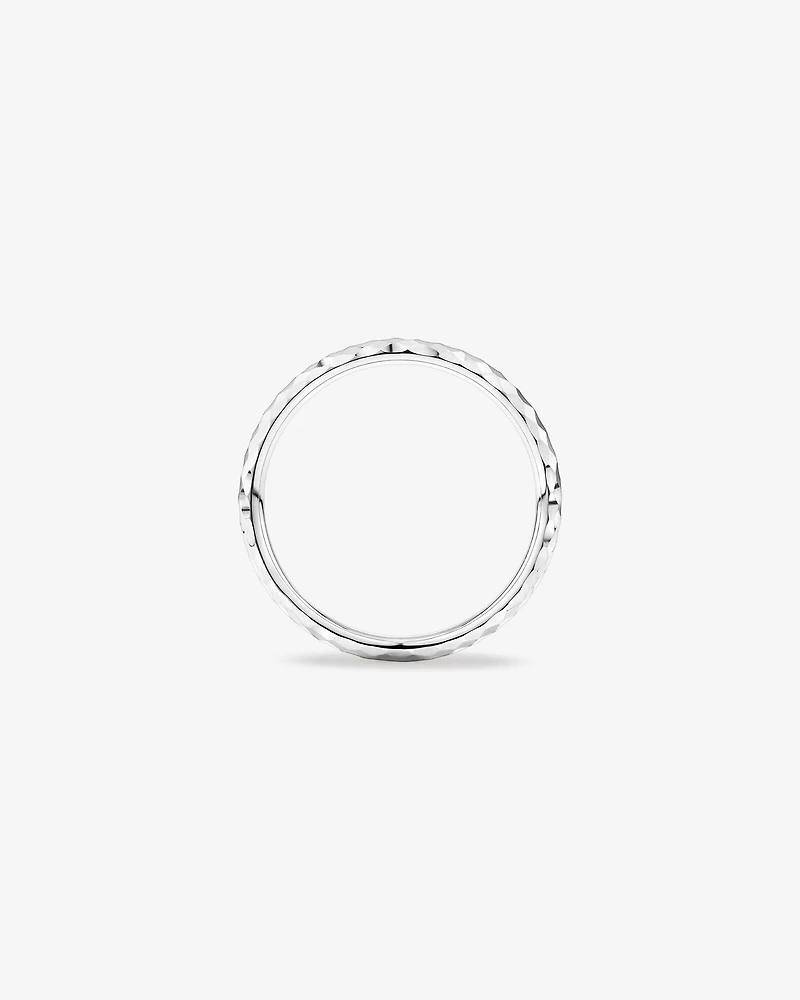 Hammered Finish Ring 10kt White Gold