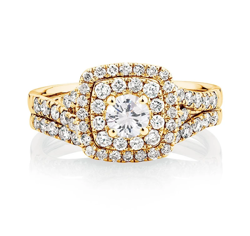 Bridal Set with 1.18 Carat TW of Diamonds in 14kt White Gold