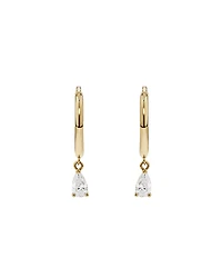 Pear Cubic Zirconia Charm Hoop Stud Earrings in 10kt Yellow Gold