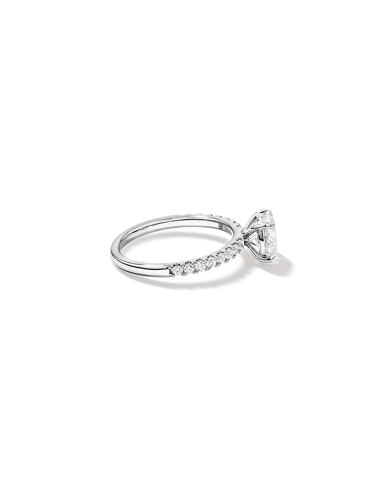 1.81 Carat TW Round Brilliant Lab-Grown Diamond Side Accent Engagement Ring in 14kt White Gold