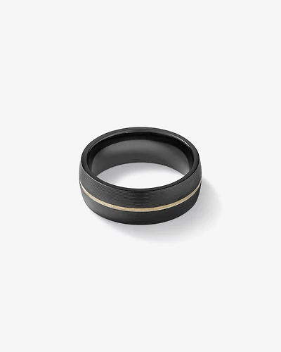 Ring in Black Titanium with Fine 10kt Yellow Gold Inlay