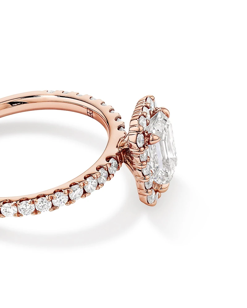 1.78 Carat TW Emerald Cut Laboratory-Grown Diamond Halo Engagement Ring in 14kt White Gold