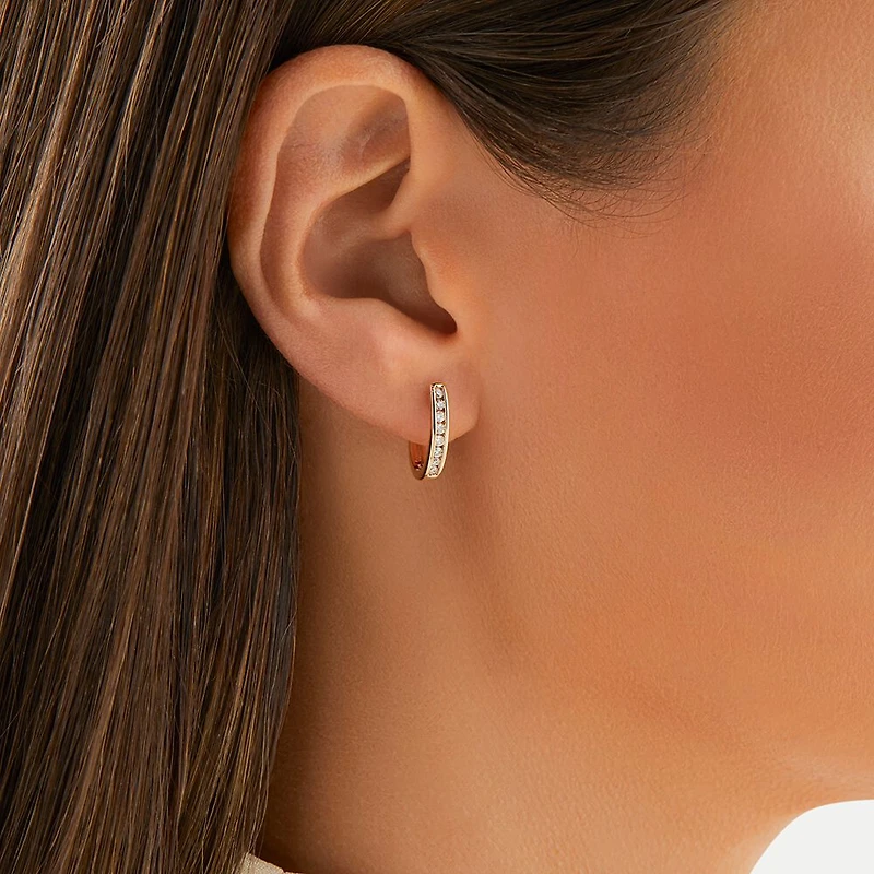 Huggie Earrings with 0.25 Carat TW of Diamonds in 10kt Rose Gold