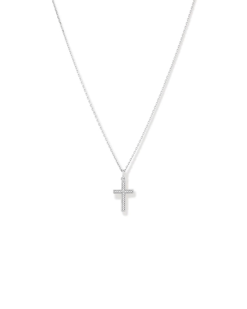 Collier pendentif croix en zircone cubique en argent sterling