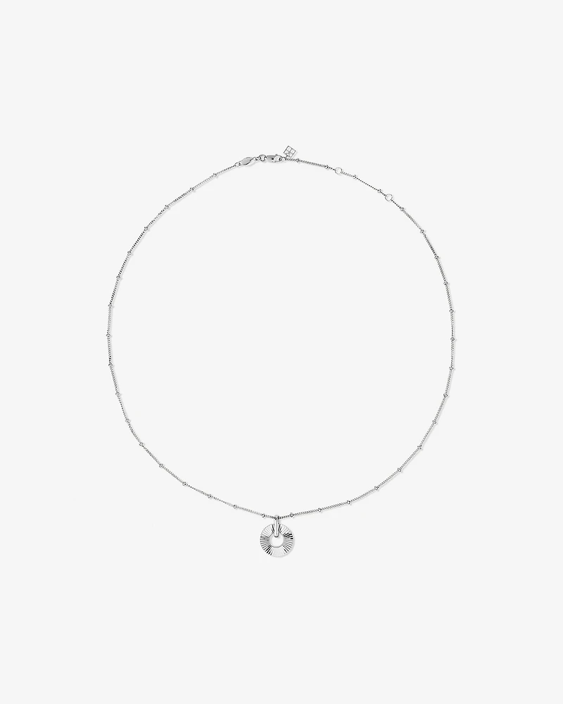 Sunray Open Circle Pendant Station Necklace in Sterling Silver