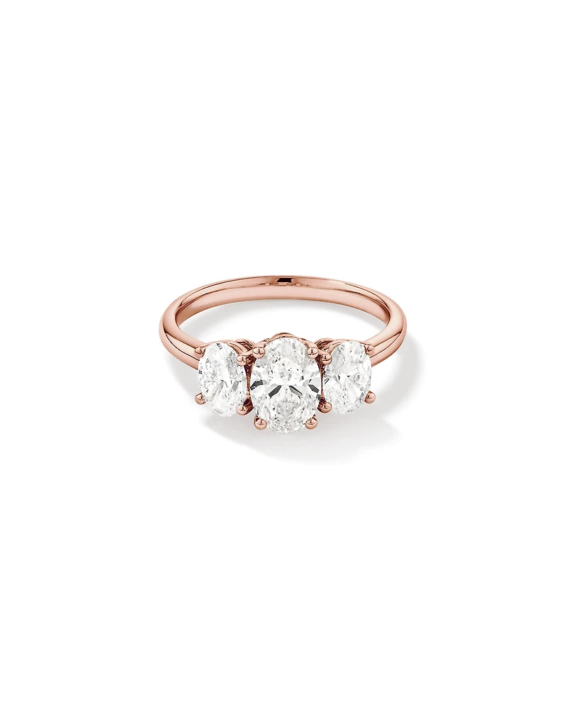 2 Carat Three Stone Oval Laboratory-Grown Diamond Engagement Ring In 14kt White Gold