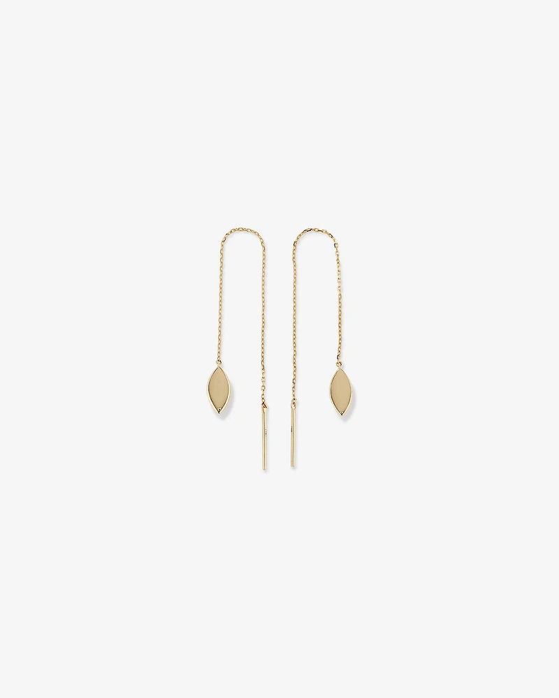 Marquise Disc Threader Earrings in 10kt Yellow Gold