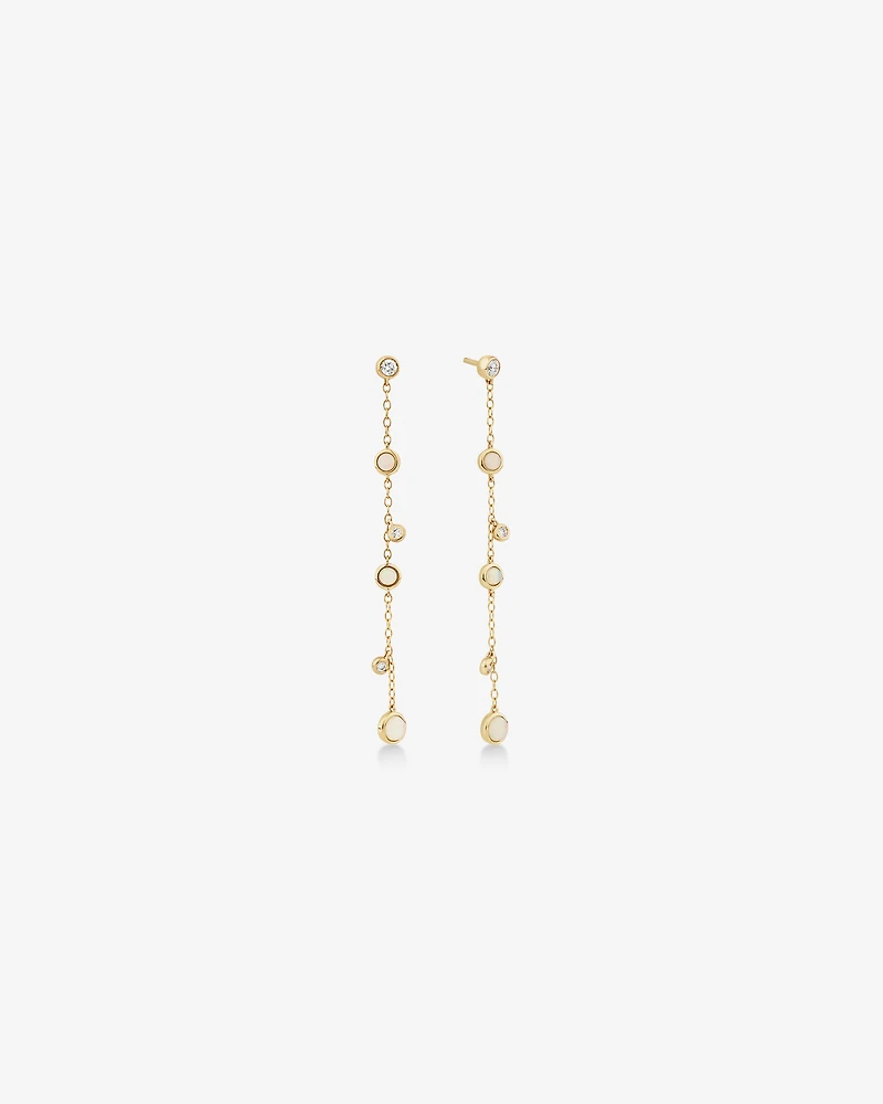 Drop Earrings with Opal & 0.15 Carat TW of Diamonds in 10kt Yellow Gold