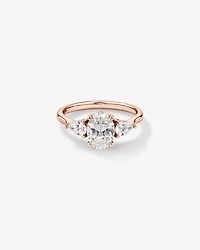 1.65 Carat TW Three Stone Oval and Pear Shaped Laboratory-Grown Diamond Engagement Ring in 14kt White Gold
