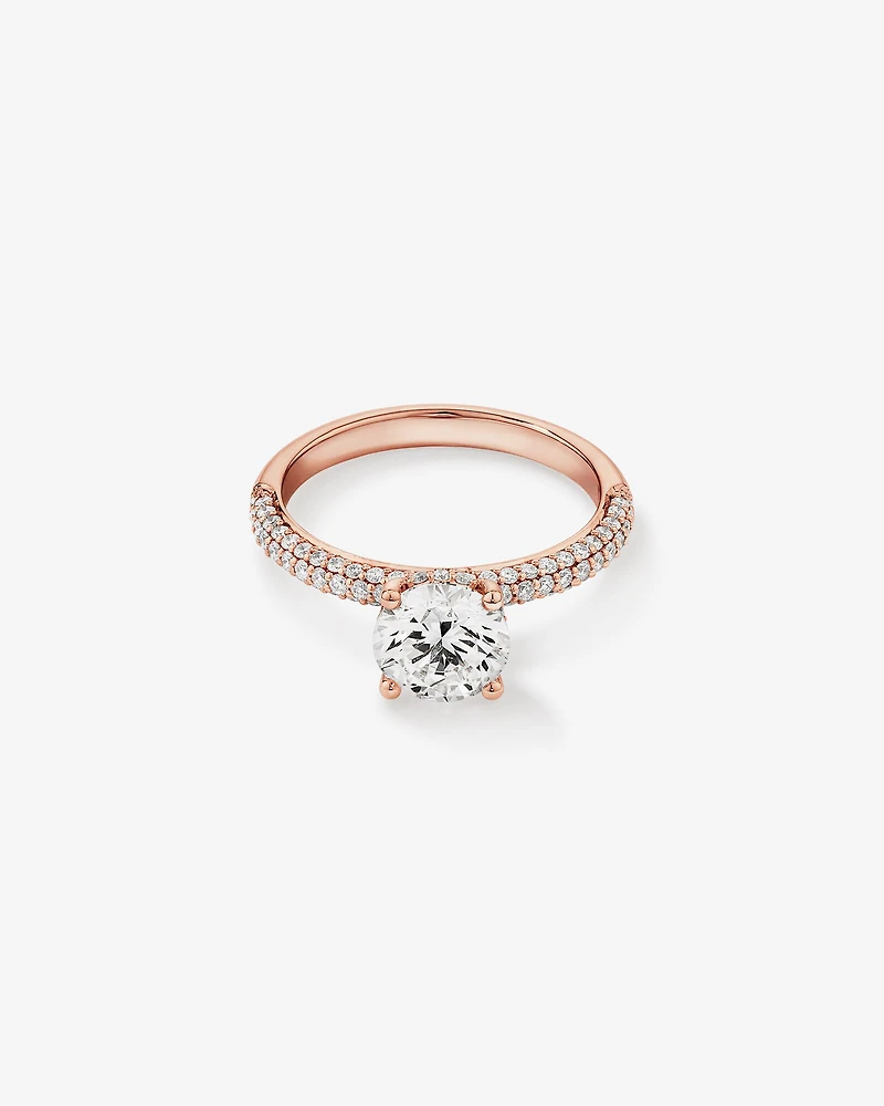 1.95 Carat TW Round Brilliant Laboratory-Grown Diamond Solitaire Side Accent Engagement Ring in 14kt White Gold