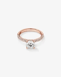 1.95 Carat TW Round Brilliant Laboratory-Grown Diamond Solitaire Side Accent Engagement Ring in 14kt White Gold