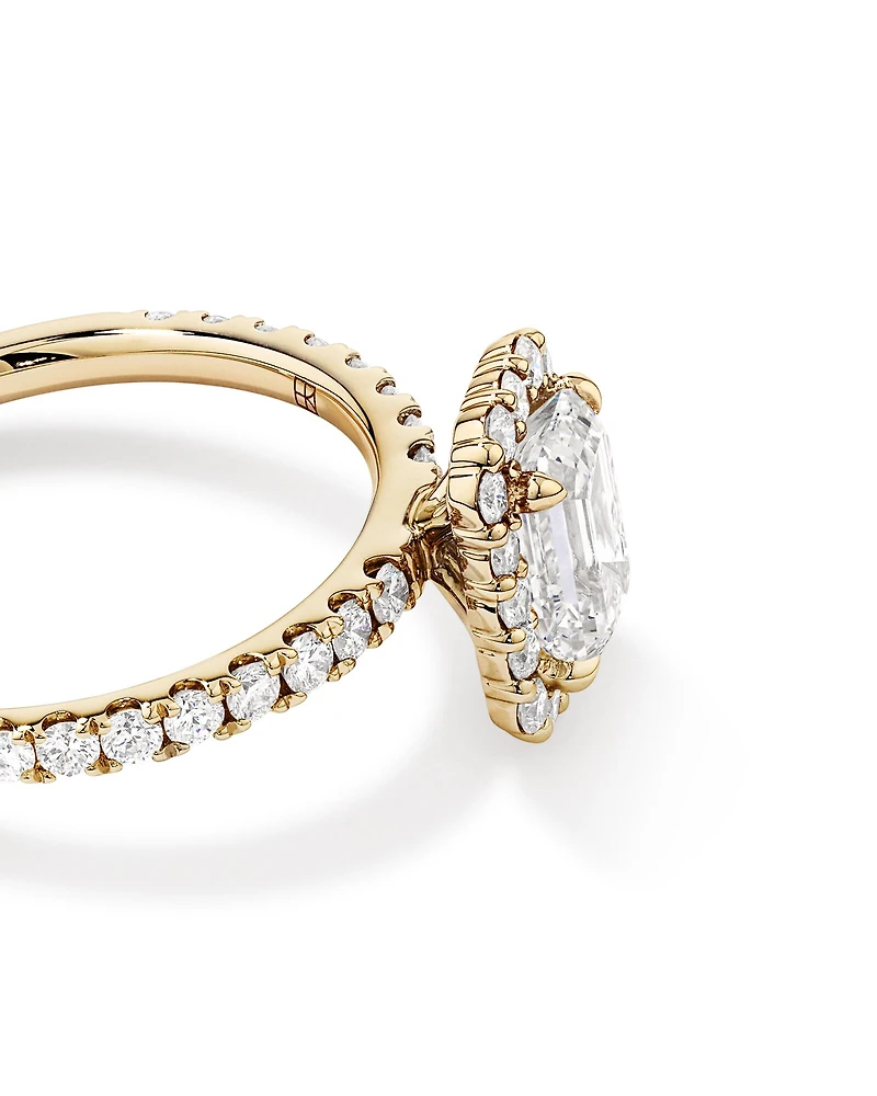 1.78 Carat TW Emerald Cut Laboratory-Grown Diamond Halo Engagement Ring in 14kt White Gold