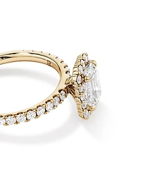 1.78 Carat TW Emerald Cut Laboratory-Grown Diamond Halo Engagement Ring in 14kt White Gold