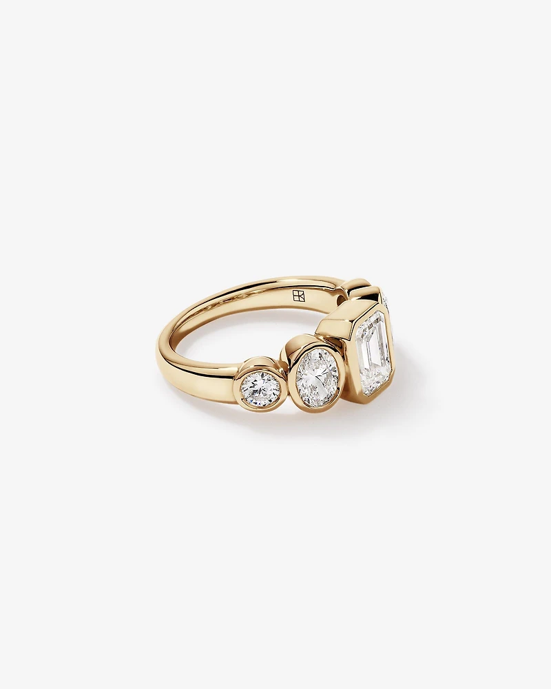 2.90 Carat TW Bezel Set 5 Stone Lab-Grown Diamond Engagement Ring in 14kt Yellow Gold
