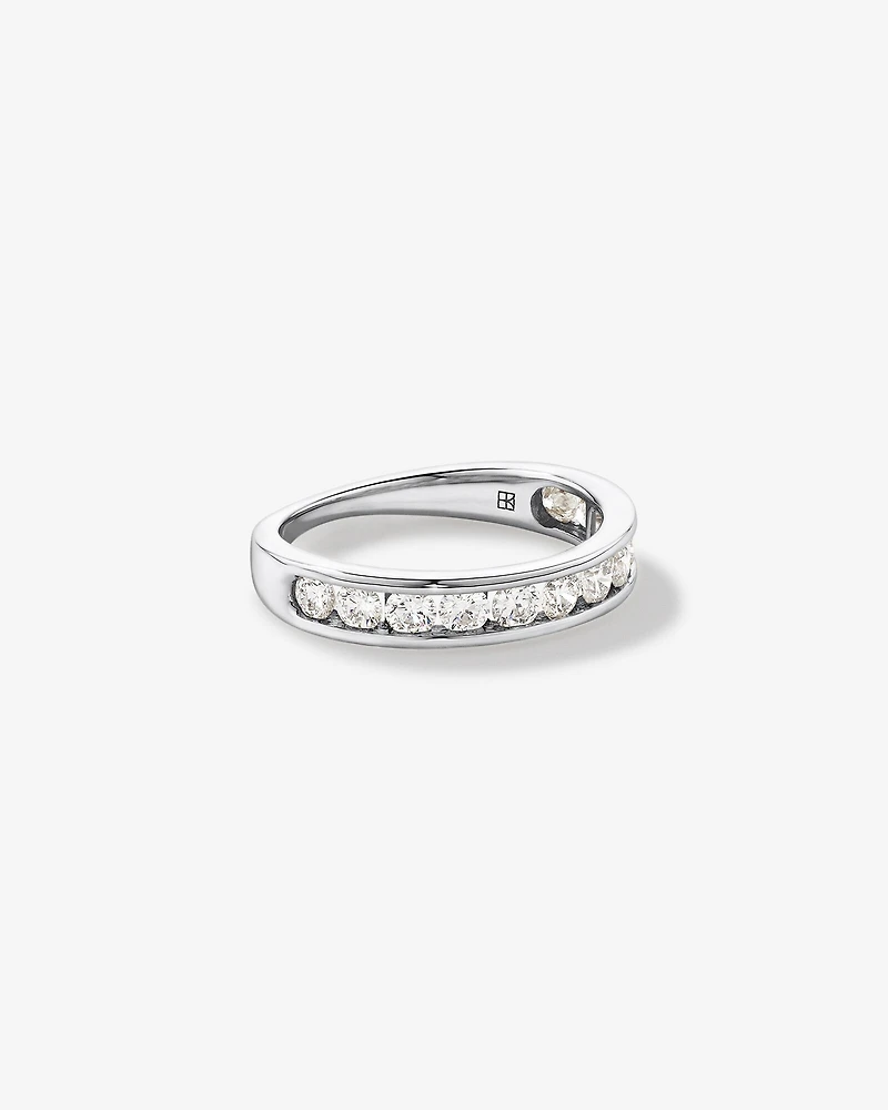 Bague De Mariage En Diamant De Laboratoire Rond Brillant De 1,00 Carat Poids Total Sertie En Canal En Or Jaune 14 Carats