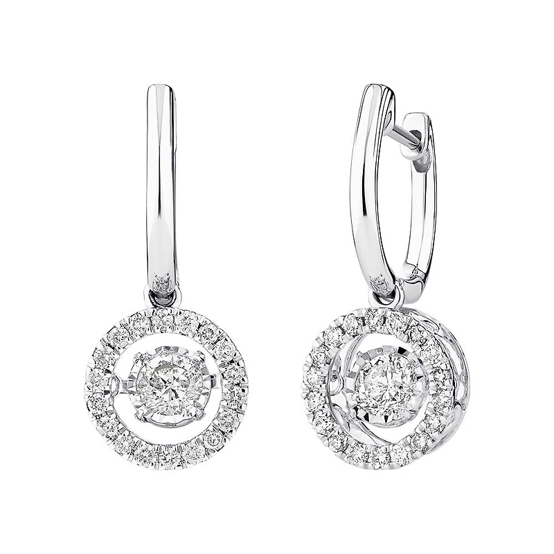 Pendants d'oreilles Everlight en or blanc 14 K avec diamants totalisant 1 ct