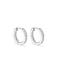 15mm Cubic Zirconia Huggie Hoop Earrings in Sterling Silver