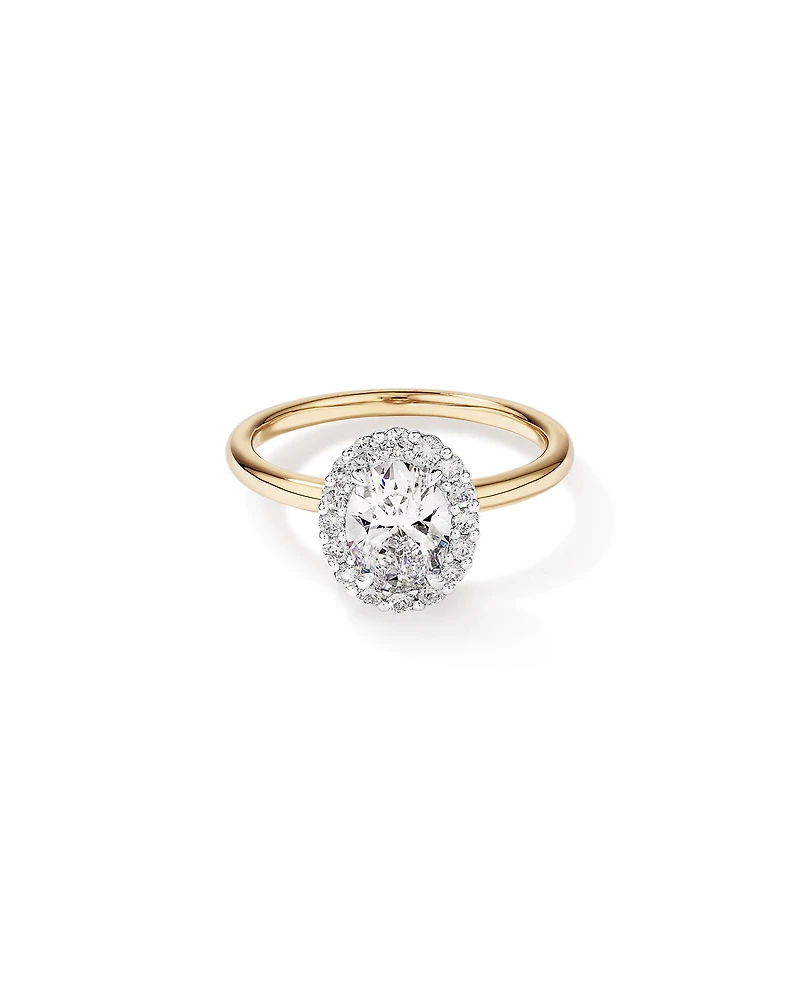 1.46 Carat TW Oval Cut Laboratory-Grown Diamond Halo Engagement Ring in 14kt Rose and White Gold
