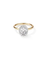 1.46 Carat TW Oval Cut Laboratory-Grown Diamond Halo Engagement Ring in 14kt Rose and White Gold