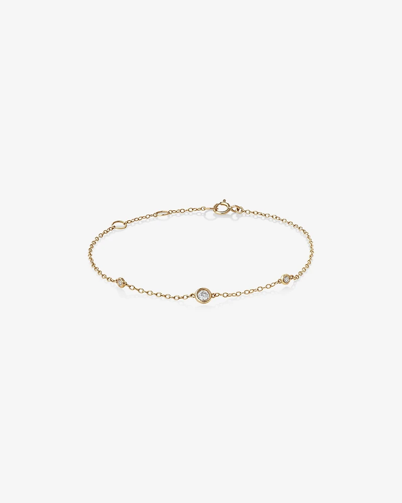 Station Bracelet with 0.10 Carat TW of Diamonds in 10kt Yellow Gold