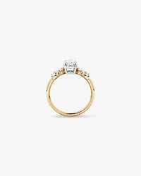 1.40 Carat TW Oval Cut Laboratory-Grown Diamond Marquise & Round Cut Side Stone Engagement Ring in 14kt Yellow & White Gold