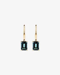 Emerald Cut London Blue Topaz Gemstone Drop Earrings in 10kt Yellow Gold