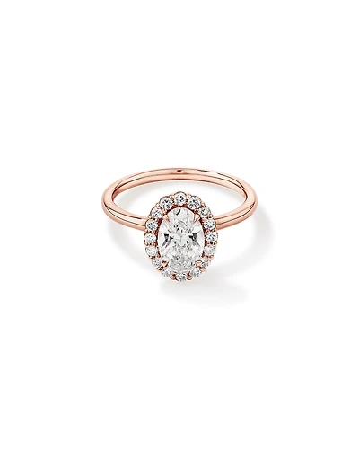 1.46 Carat TW Oval Cut Laboratory-Grown Diamond Halo Engagement Ring in 14kt Rose and White Gold