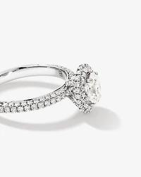 1.30 Carat TW Oval Cut Diamond Pave Halo Engagement Ring in Platinum