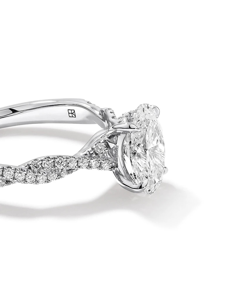 1.70 Carat TW Oval Cut Lab-Grown Diamond Twist Band Engagement Ring in 14kt White Gold