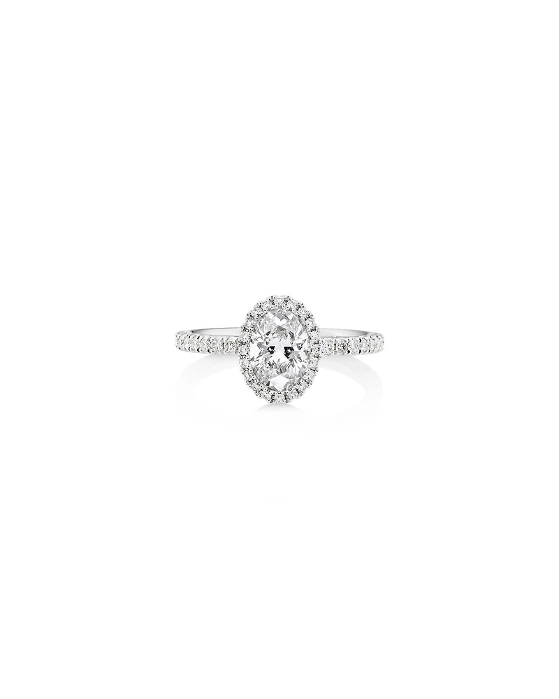Sir Michael Hill Designer Halo Oval Engagement Ring with 1.35 Carat TW of Diamonds in 18kt White Gold